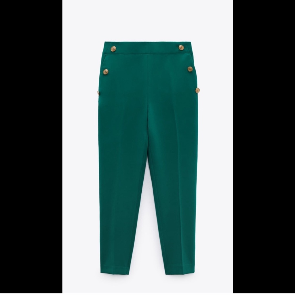 Zara Buttoned Straight Leg Golden Buttoned Pants Sz Xl
